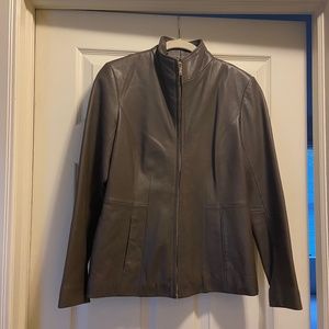 Cole Haan Womans Brown Leather Jacket S/P